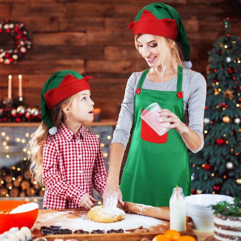 JOVITEC 6 Pieces Christmas Apron and Hat Set, Christmas Costume Apron and Hat for Xmas Party Supplies(Green,Classic Elf) - Image 5